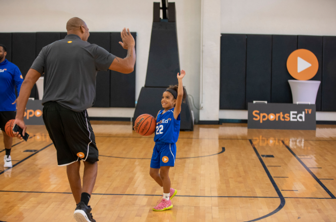 basketball kid celebrating