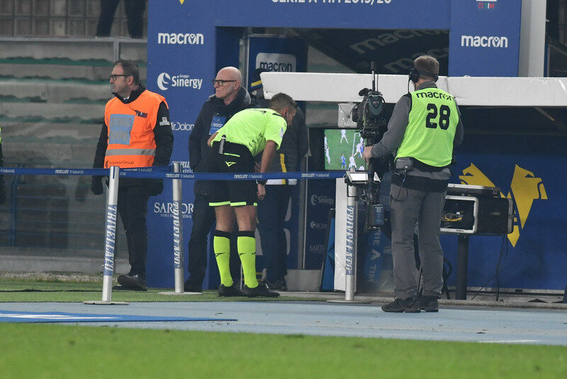 Soccer ref with VAR Soccer ref with VAR
